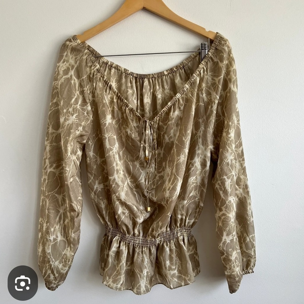 Michael Kors Beige/ goldish Patterned Blouse